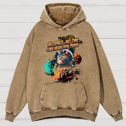 In Space No One Can Hear You Purr Vintage Distressed Hoodie