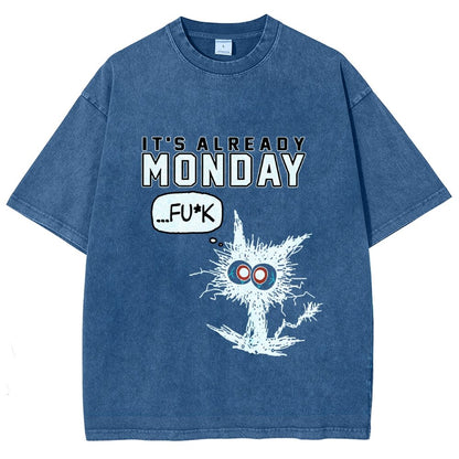 Monday Funny Cat Vintage Distressed T-shirt