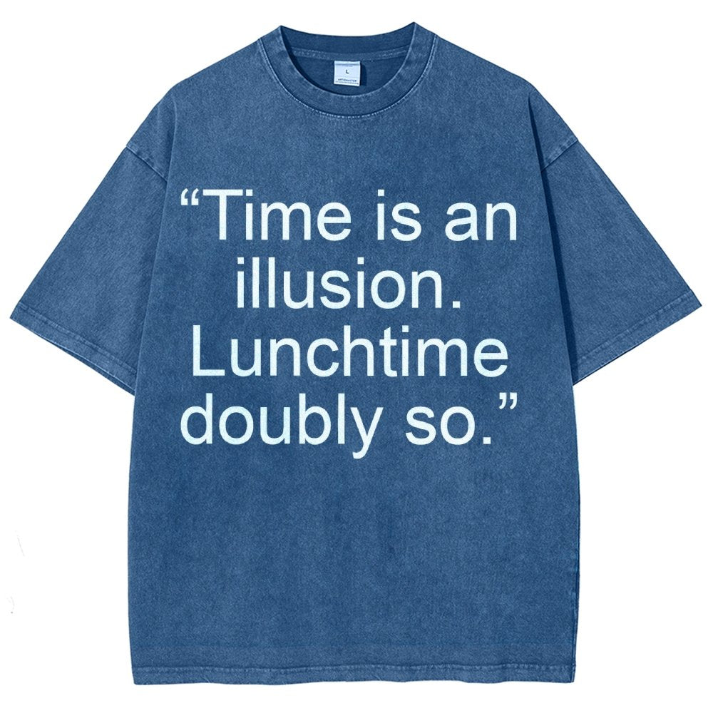 Douglas Adams - “Time is an illusion. Lunchtime doubly so.” Vintage Distressed T-shirt