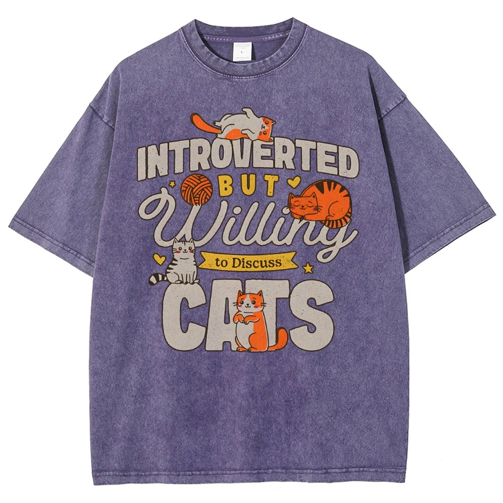 Willing to Discuss Cats Vintage Distressed T-shirt