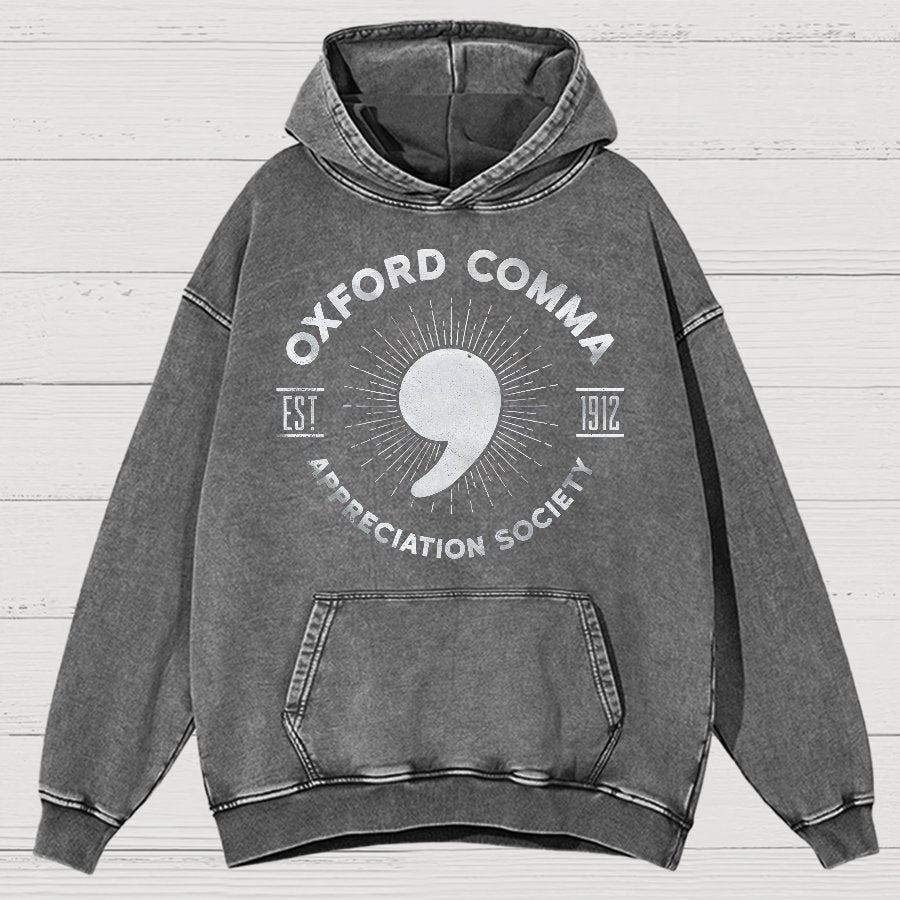 Men's Oxford Comma Appreciation Society Vintage Distressed Hoodie