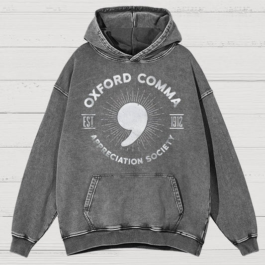 Men's Oxford Comma Appreciation Society Vintage Distressed Hoodie