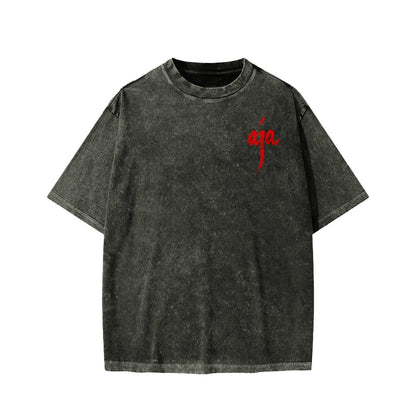 Aja Front And Back Printing Washed T-shirt