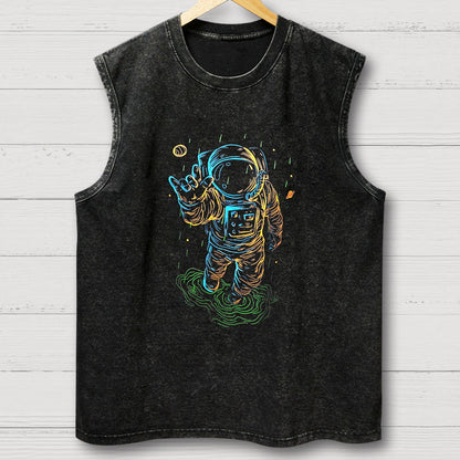 Travel In Space Funny Vintage Distressed Washed Tank
