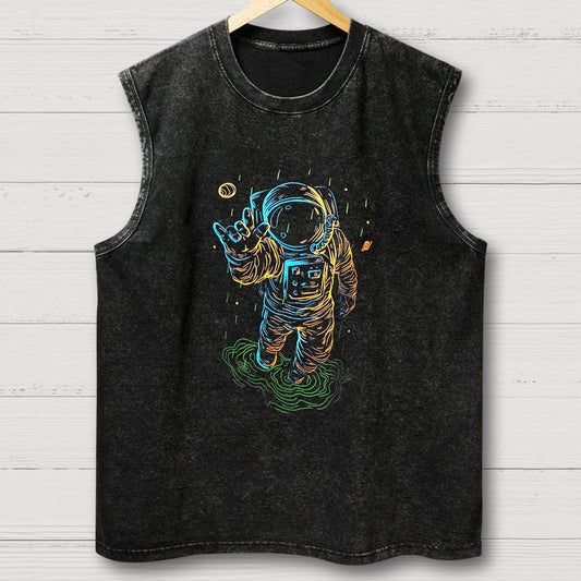 Travel In Space Funny Vintage Distressed Washed Tank