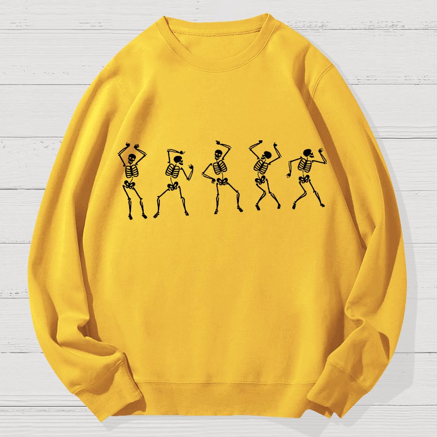 Dancing Skeleton Happy Halloween Geek Cotton Sweatshirt