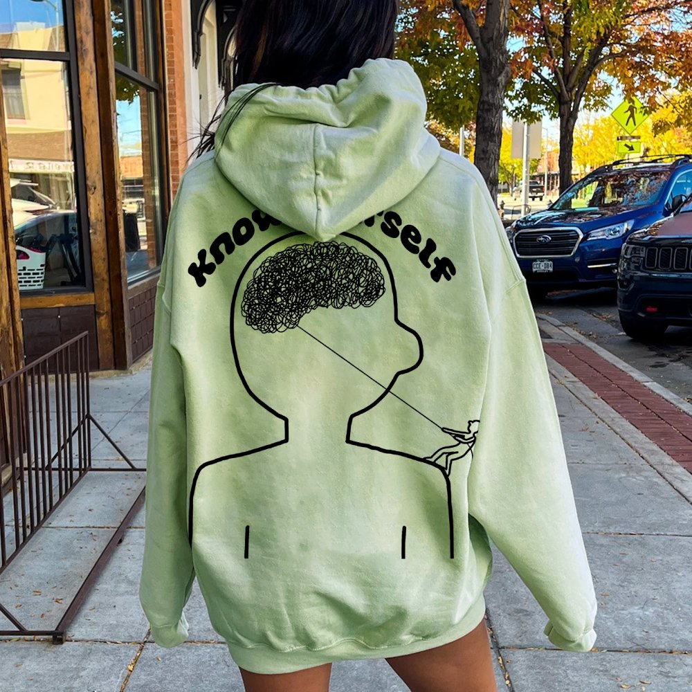 Vintage Mental Health Matters Graphic Print Printed Back Cotton Hoodie