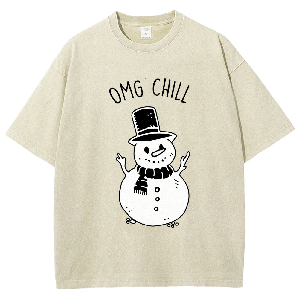 OMG Chill Christmas Vintage Distressed T-shirt