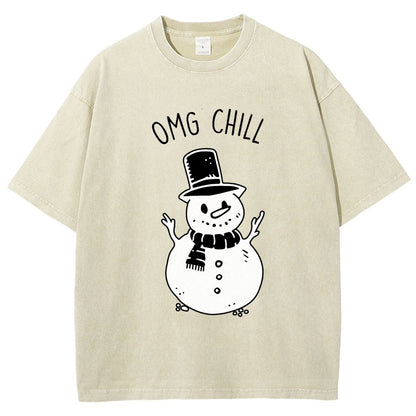 OMG Chill Christmas Vintage Distressed T-shirt