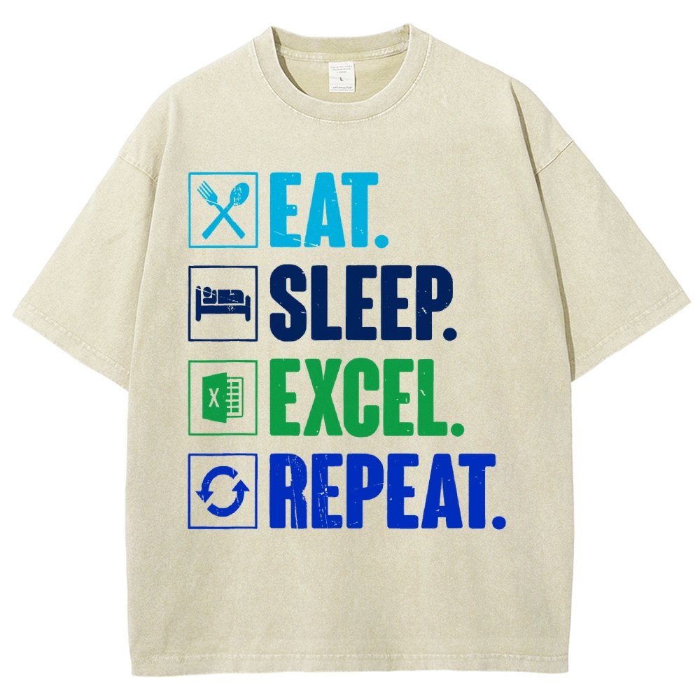 Eat Sleep Excel Repeat Funny Excel Vintage Distressed T-shirt