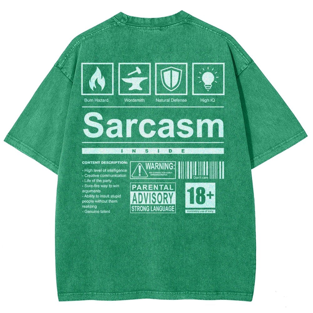 Sarcasm Label Washed T-Shirt