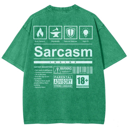 Sarcasm Label Washed T-Shirt