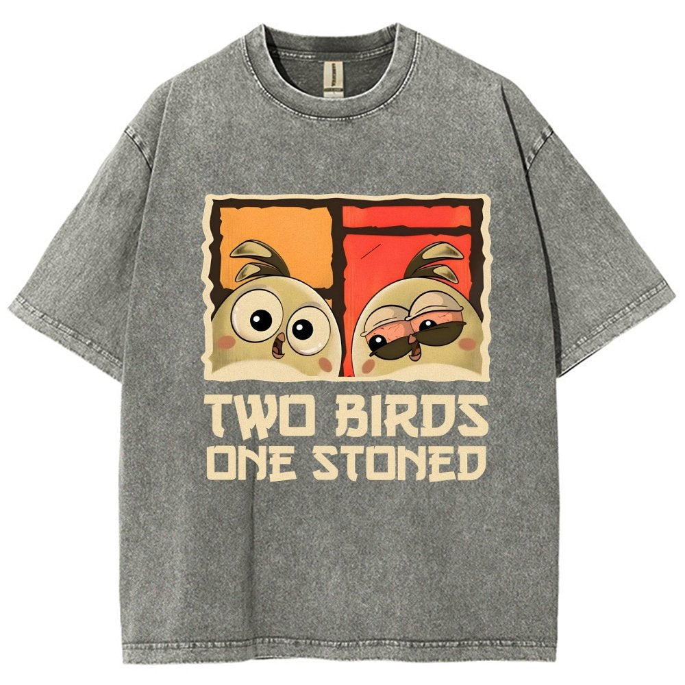Two Birds One Stoned Vintage Distressed T-shirt