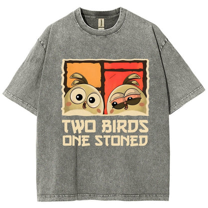 Two Birds One Stoned Vintage Distressed T-shirt