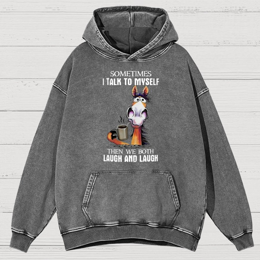 Sometimes I Talk To Myself Vintage Distressed Hoodie