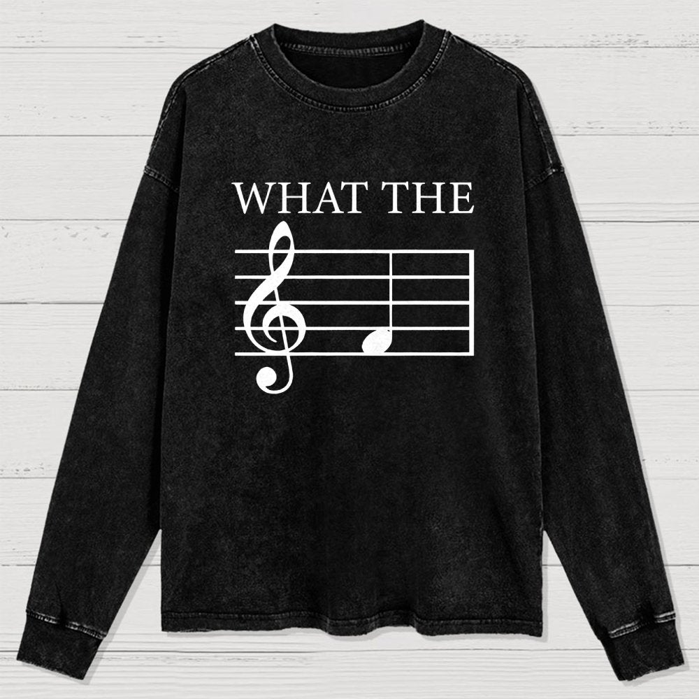 What The F Musical Note Washed Long Sleeve Tee