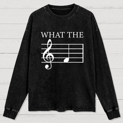 What The F Musical Note Washed Long Sleeve Tee