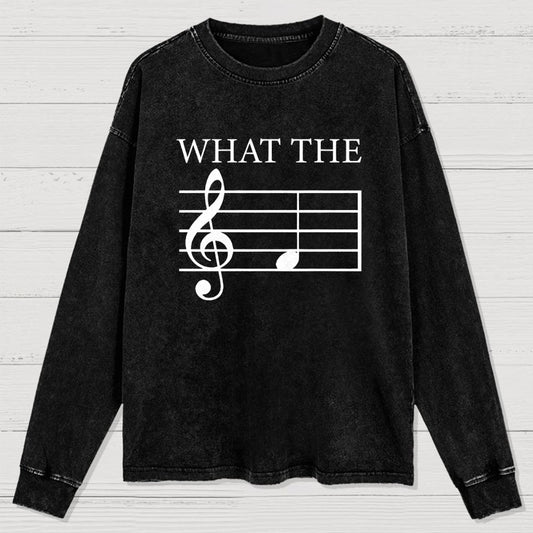 What The F Musical Note Washed Long Sleeve Tee