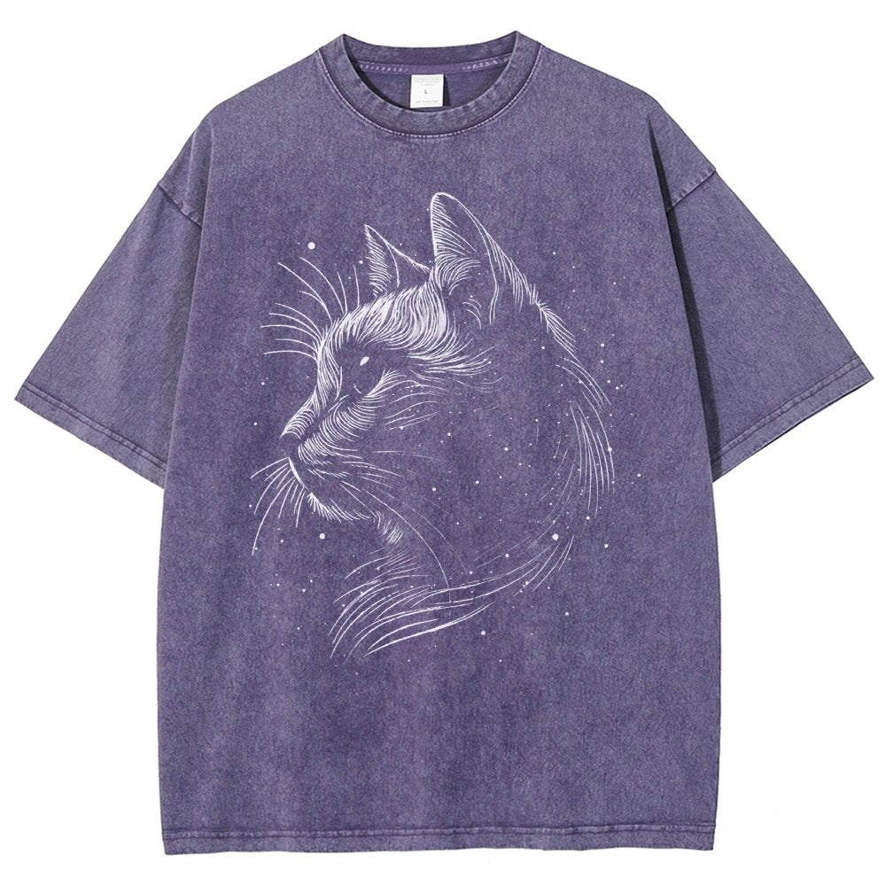Space cat Vintage Distressed T-shirt