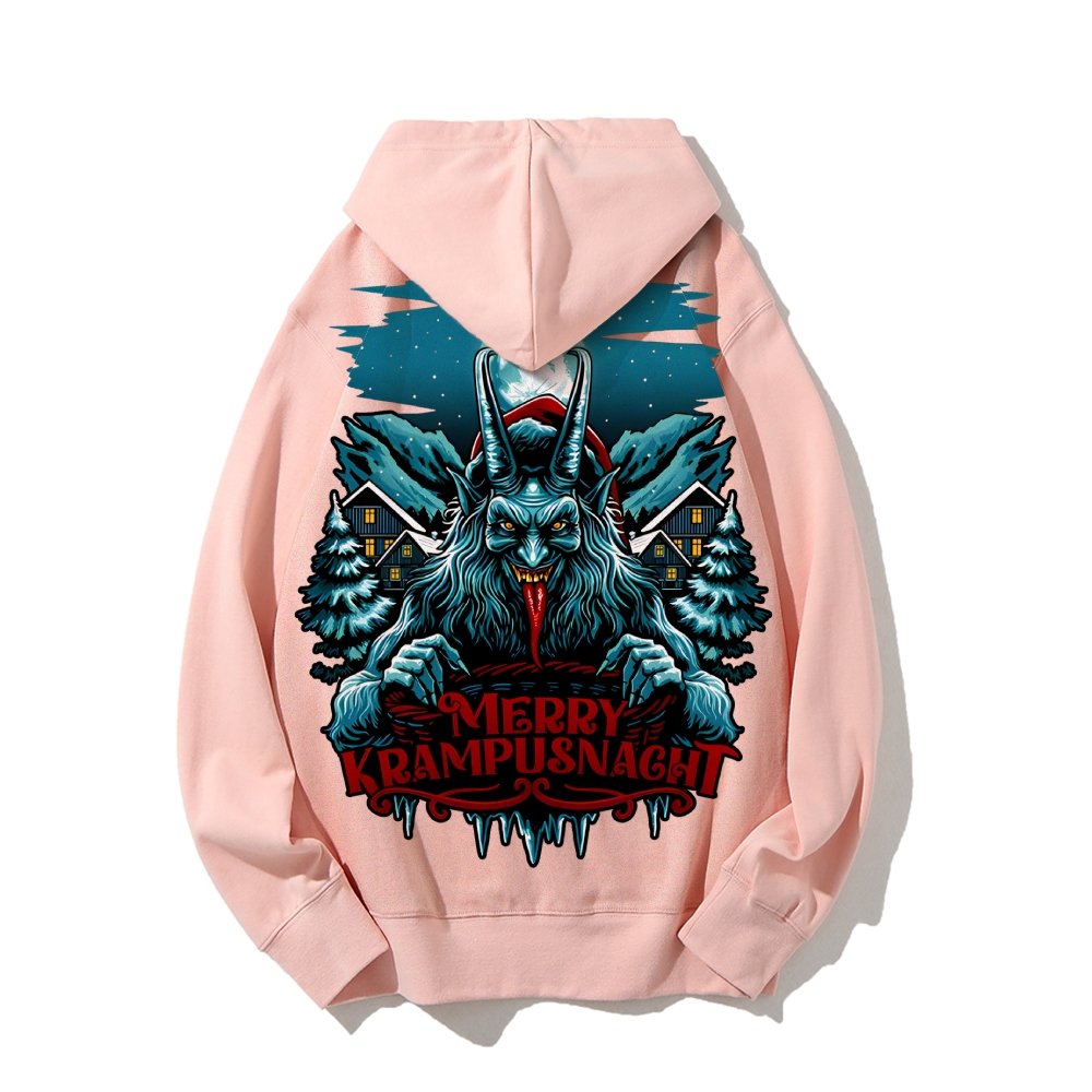 Merry Krampusnacht Christmas Geek Printed Back Cotton Hoodie