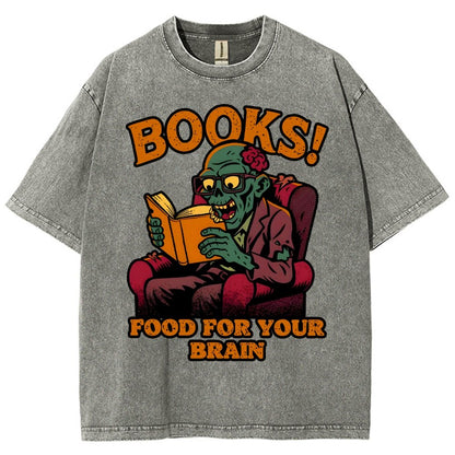 Books! Food For Your Brain Vintage Distressed T-shirt
