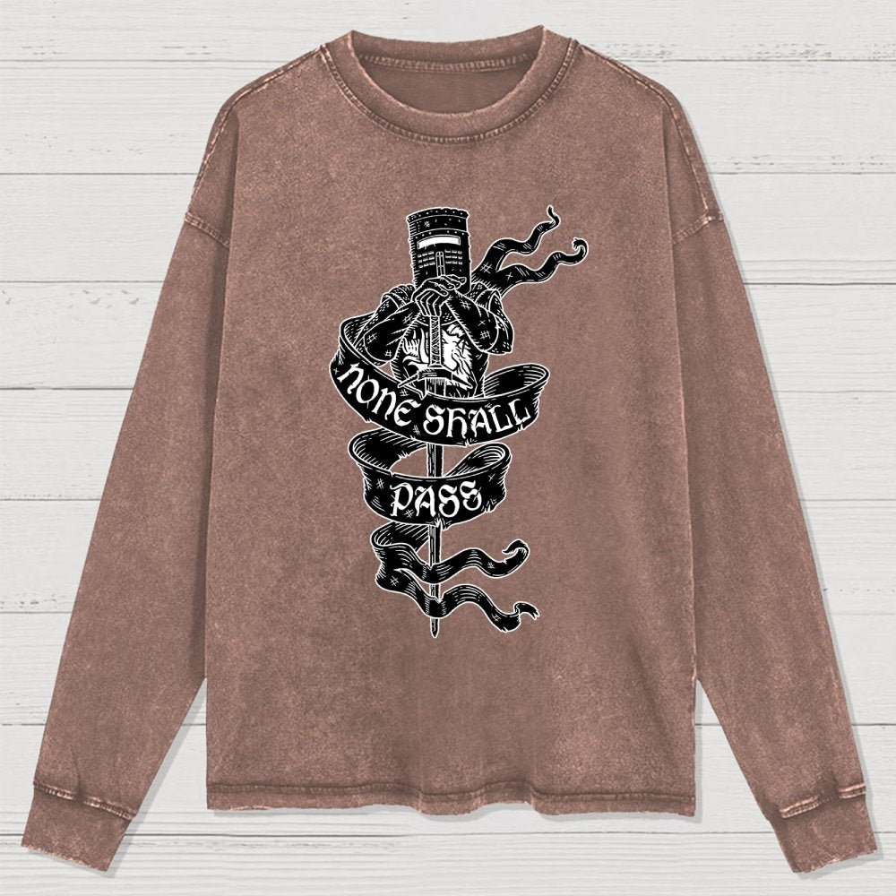 None Shall Pass Washed Long Sleeve Tee