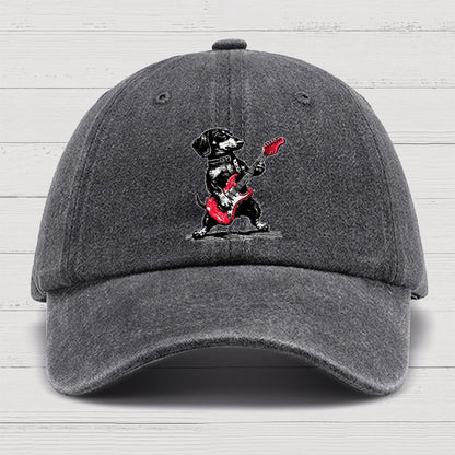 Dachshund Weenie Playing Guitar Cotton Hat