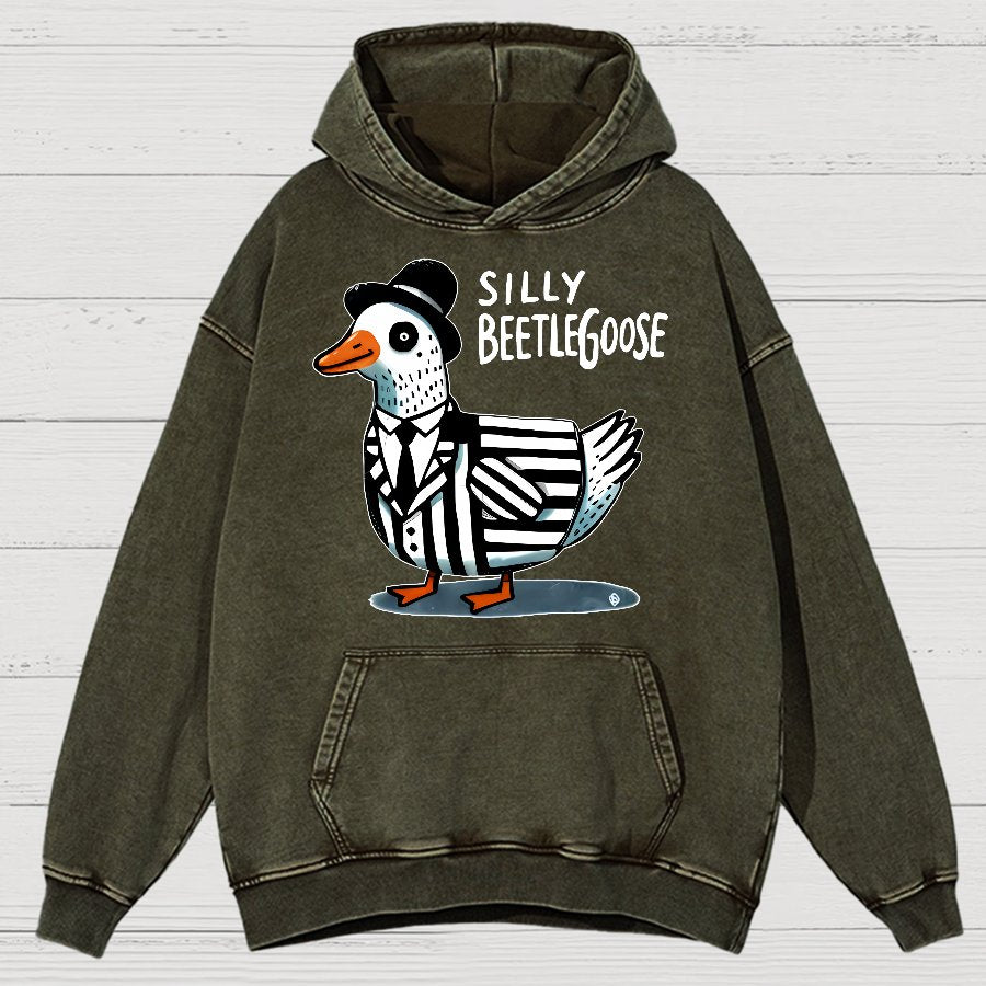 Beetle Goose Cotton Pullover Vintage Distressed Hoodie