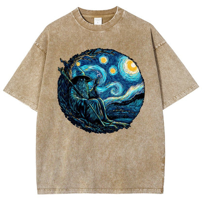 Starry Wizard Vintage Distressed T-shirt