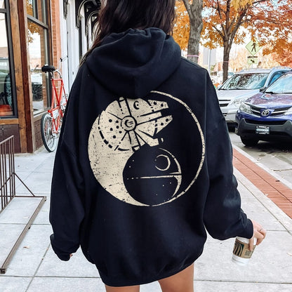 Balancing The Power Geek Printed Back Unisex Cotton Hoodie