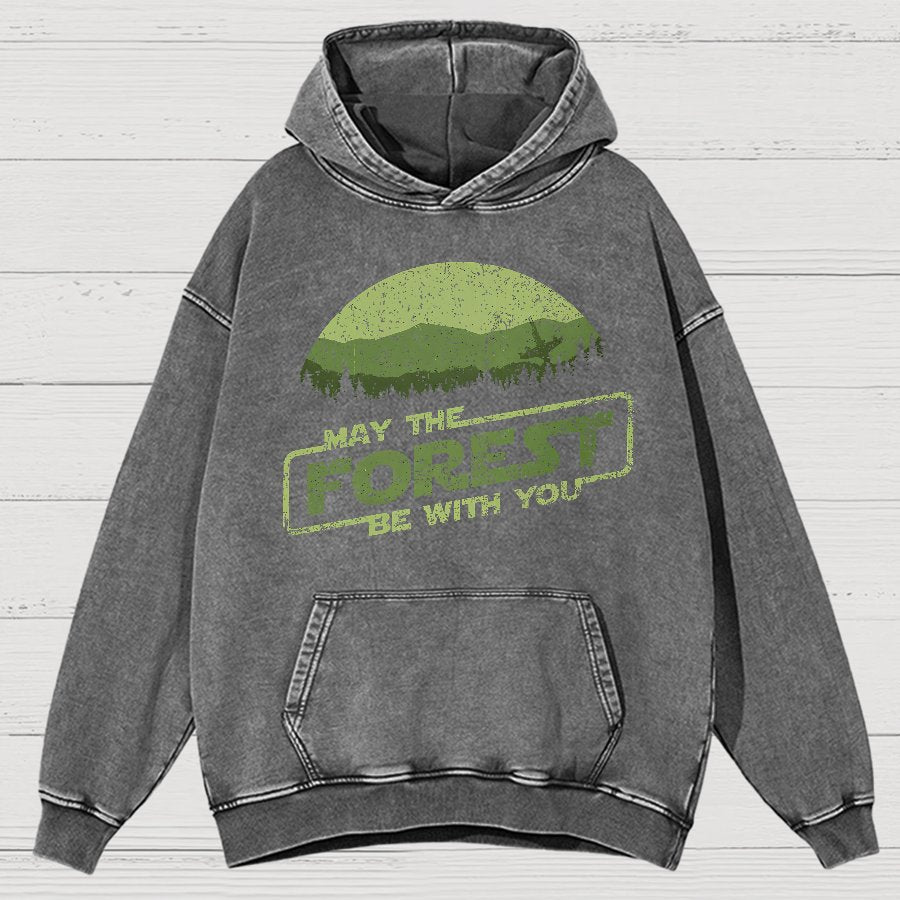 Retro Forest Moon Vintage Distressed Hoodie