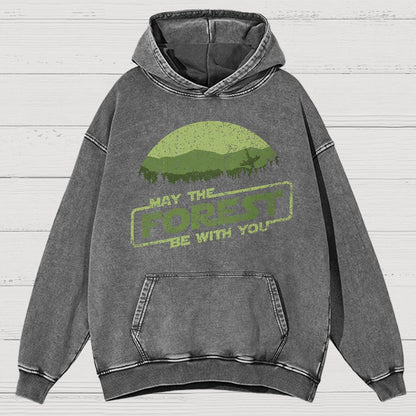 Retro Forest Moon Vintage Distressed Hoodie