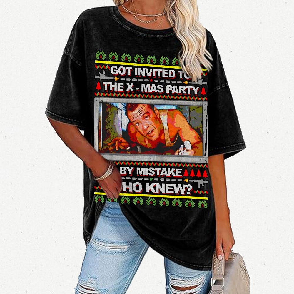 Got invited to the X-mas Party Vintage Distressed T-shirt