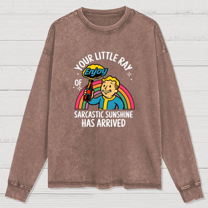 Your Little Ray of Sarcastic Sunshine Has Arrived Washed Long Sleeve Tee
