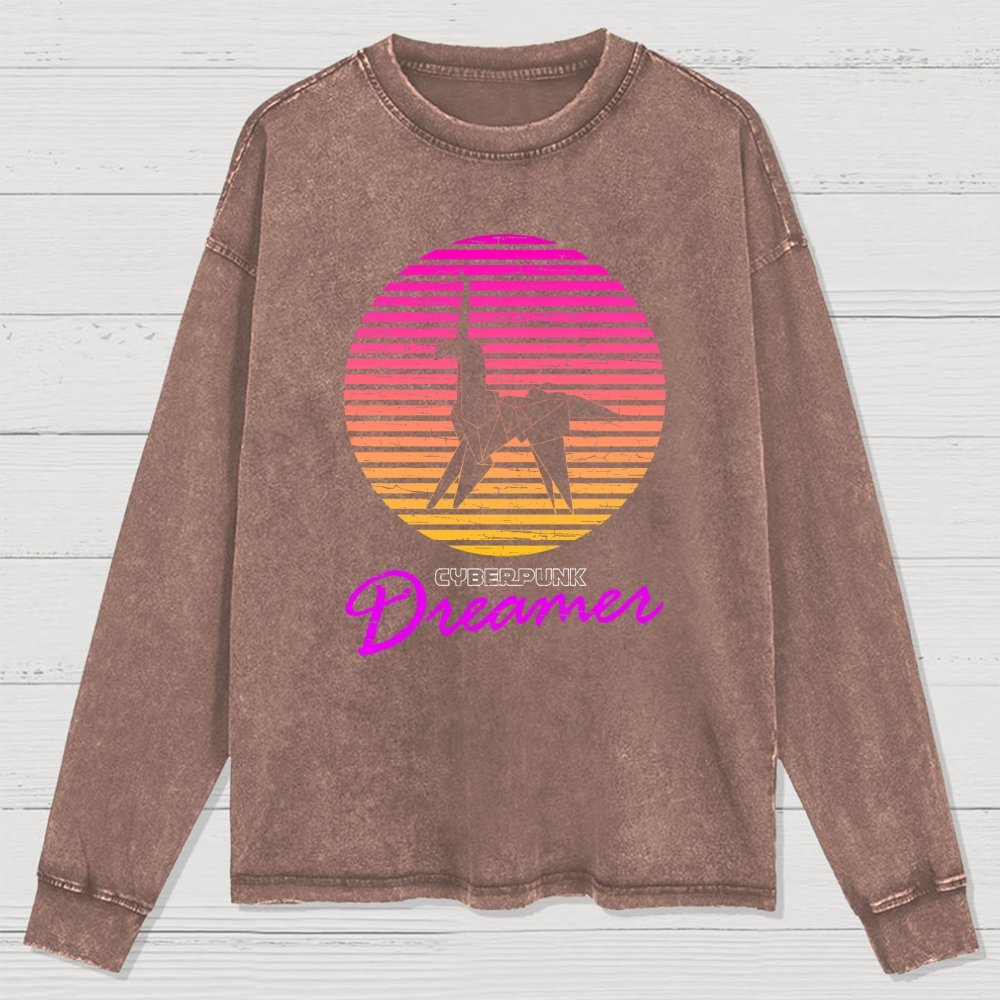 Cyberpunk Dreamer Washed Long Sleeve Tee