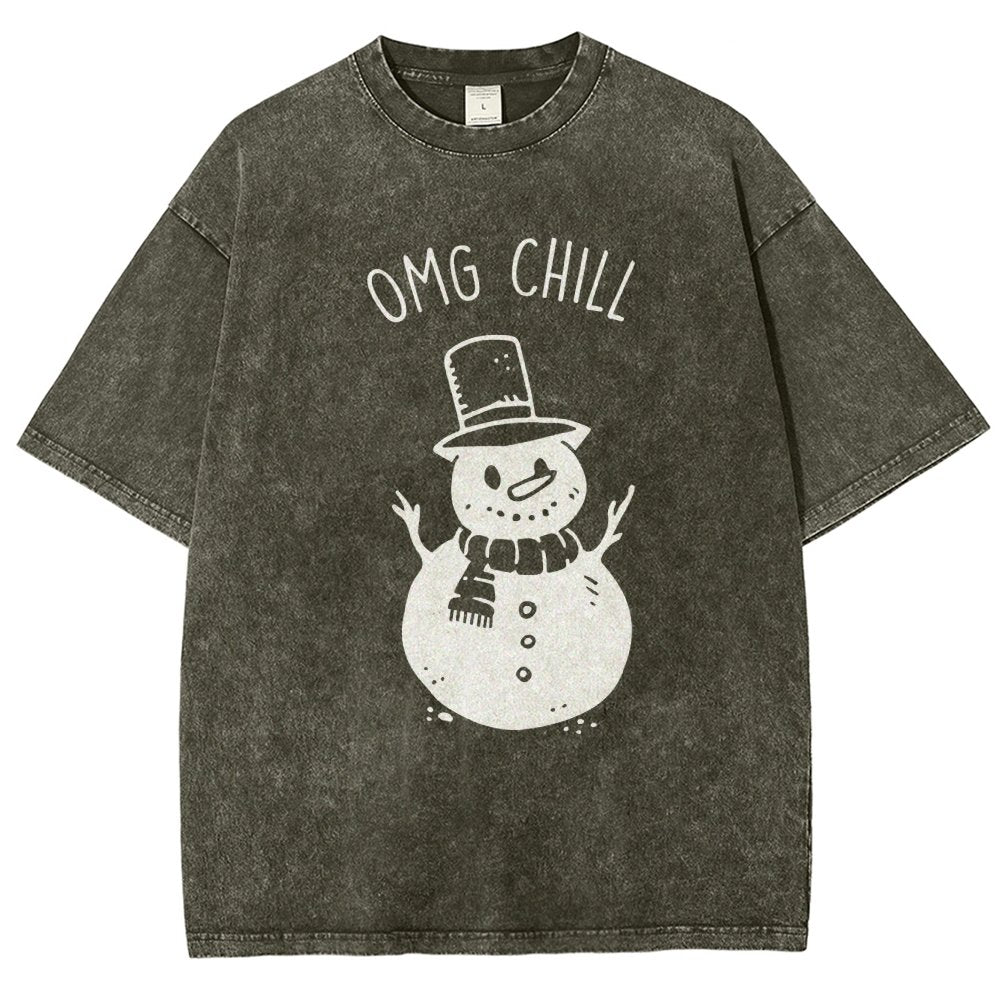 OMG Chill Christmas Vintage Distressed T-shirt