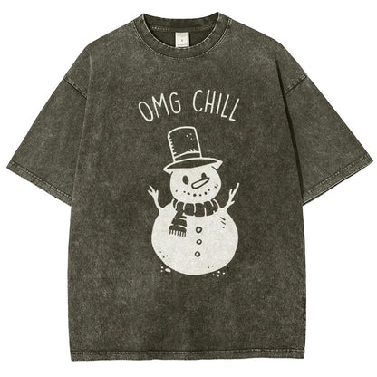 OMG Chill Christmas Vintage Distressed T-shirt