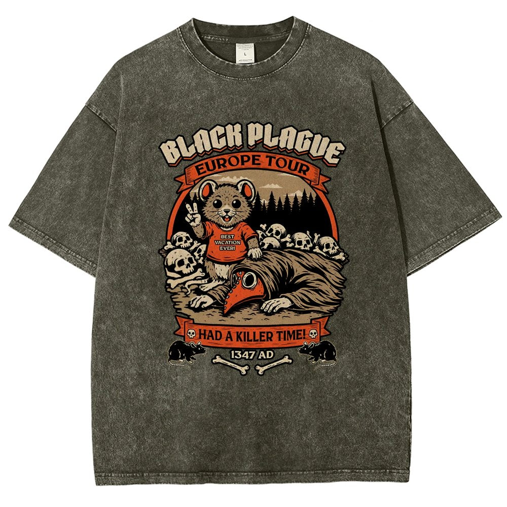 Black Plague Vacation Rat Vintage Distressed T-shirt
