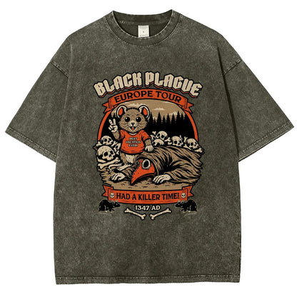 Black Plague Vacation Rat Vintage Distressed T-shirt
