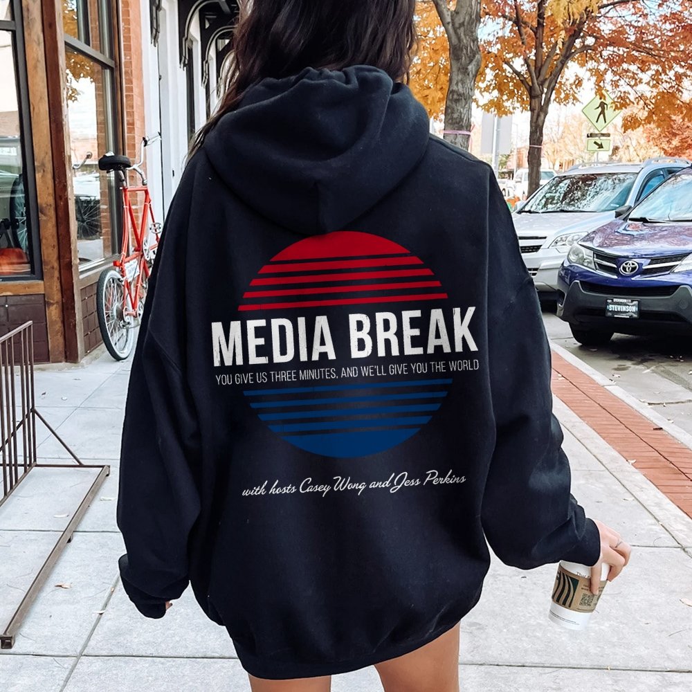 Media Break Printed Back Unisex Cotton Hoodie