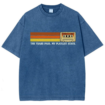 The Years Pass My Playlist Stays Vintage Distressed T-shirt