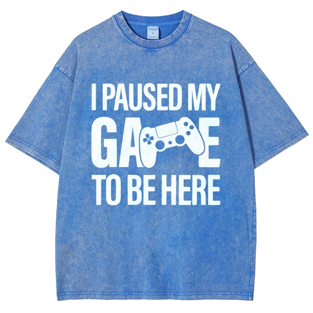 I paused my Game to Be Here Funny Gaming Vintage Distressed T-shirt