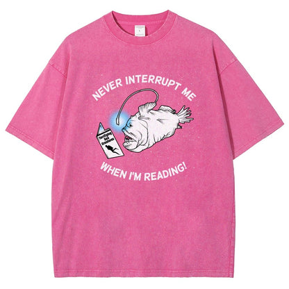 Angler Fish Reading Vintage Distressed T-shirt