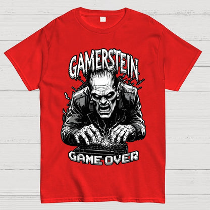 Gamer Frankenstein Gamerstein Game Over Funny Halloween Unisex Geek T-Shirt
