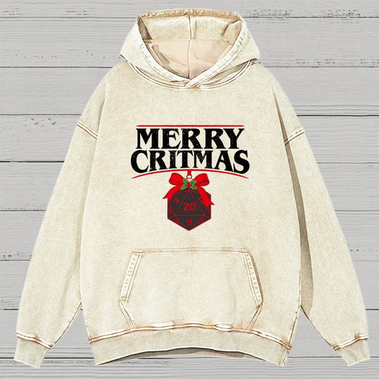 Merry Critmas D20 Holiday Vintage Distressed Hoodie