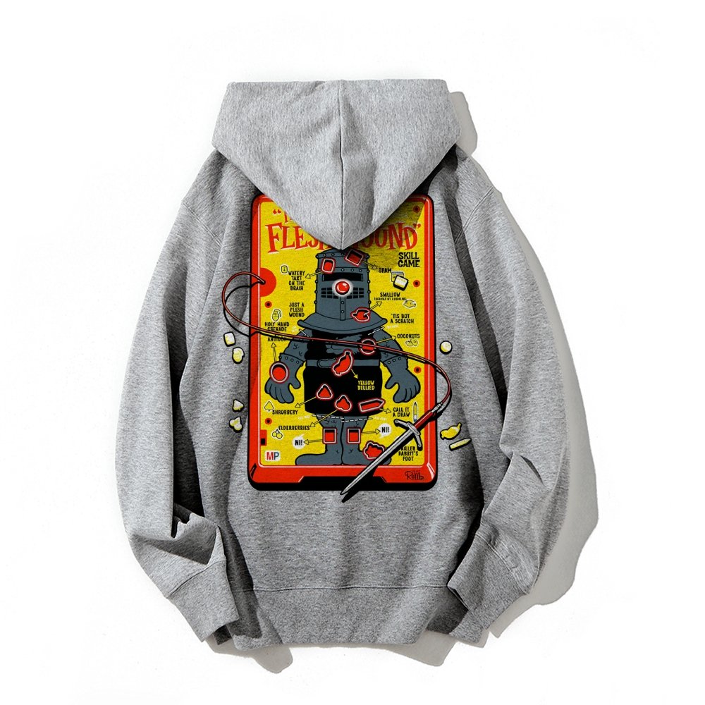 Flesh Wound Skill Game Nerdy Printed Back Cotton Hoodie