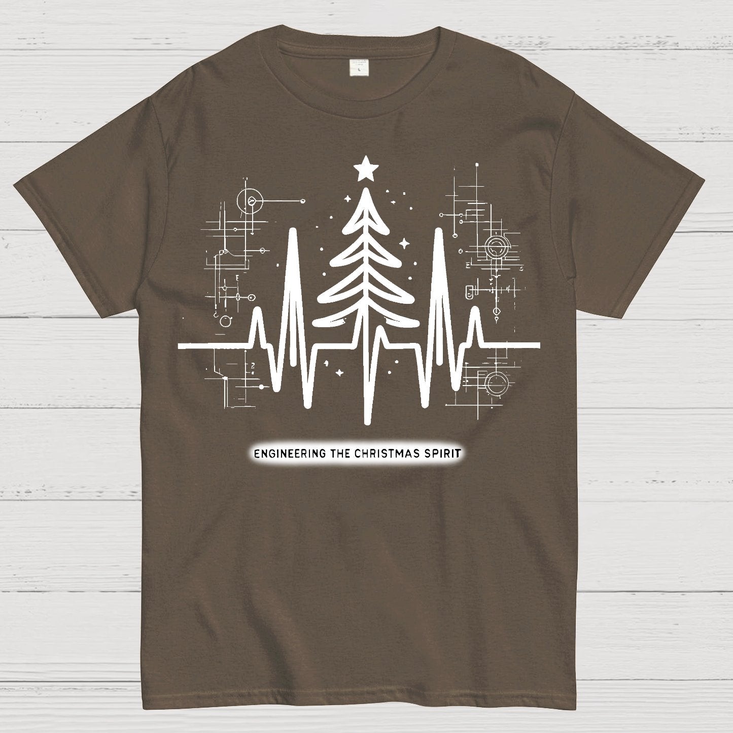 Engineer Heartbeat and Christmas Tree Geek T-Shirt