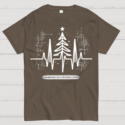 Engineer Heartbeat and Christmas Tree Geek T-Shirt