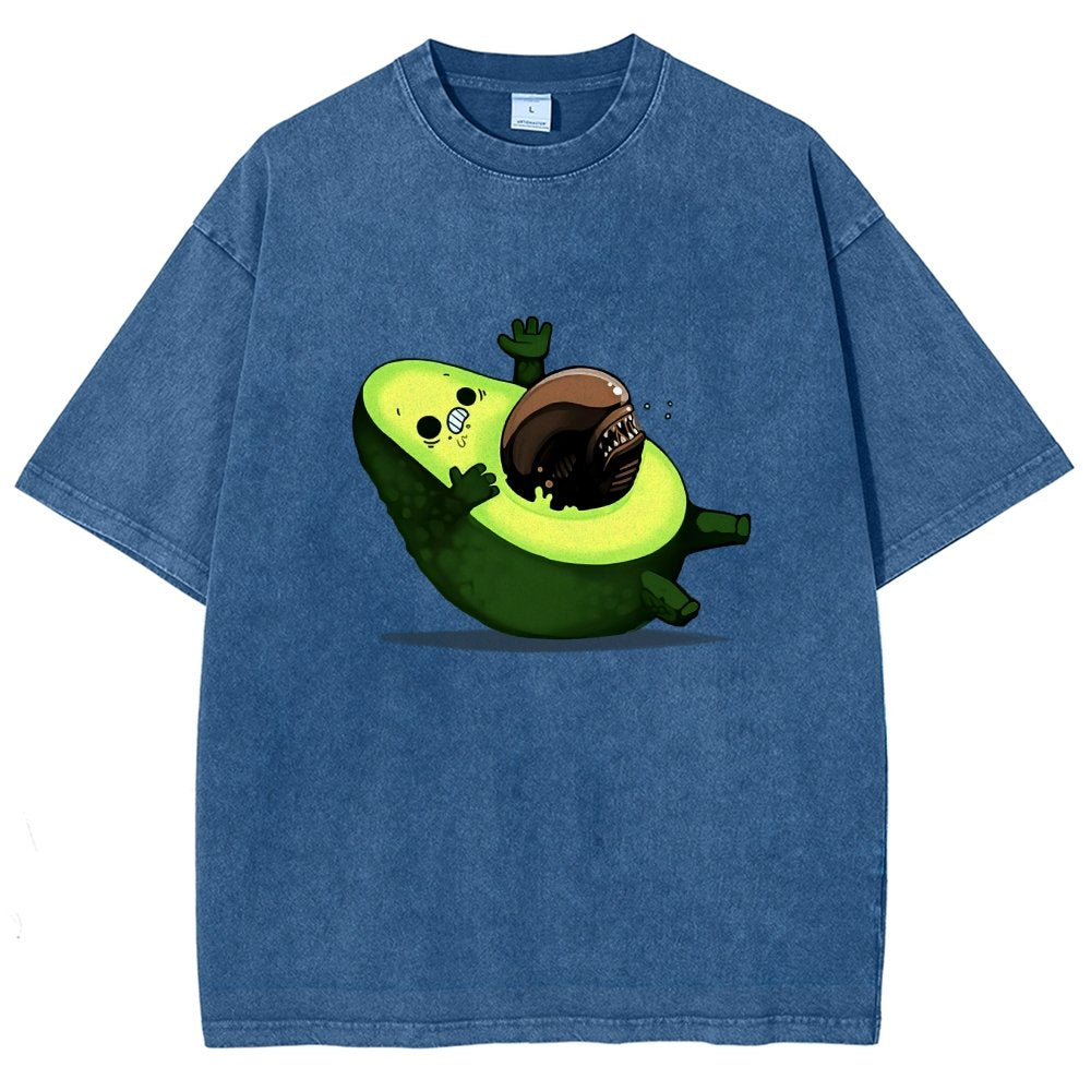 Quirky Alien Avocado Vintage Distressed T-shirt