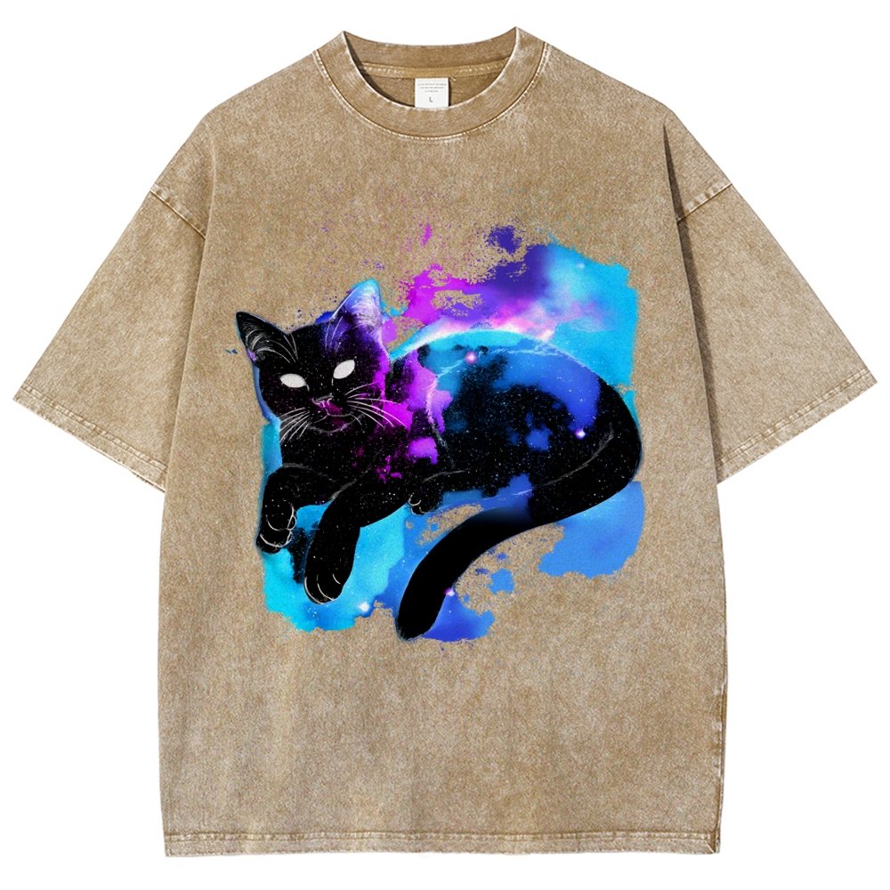 Space Cat Vintage Distressed T-shirt